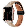 For Apple Watch Ultra 2 49mm Folding Buckle Rhombus Leather Watch Band(Apricot) - Watch Bands by PMC TechLife | Online Shopping South Africa | PMC TechLife | Buy Now Pay Later Mobicred