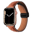 For Apple Watch Ultra 2 49mm Folding Buckle Rhombus Leather Watch Band(Brown) - Watch Bands by PMC TechLife | Online Shopping South Africa | PMC TechLife | Buy Now Pay Later Mobicred
