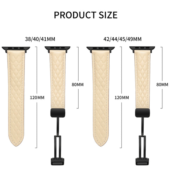 For Apple Watch Ultra 2 49mm Folding Buckle Rhombus Leather Watch Band(Brown)