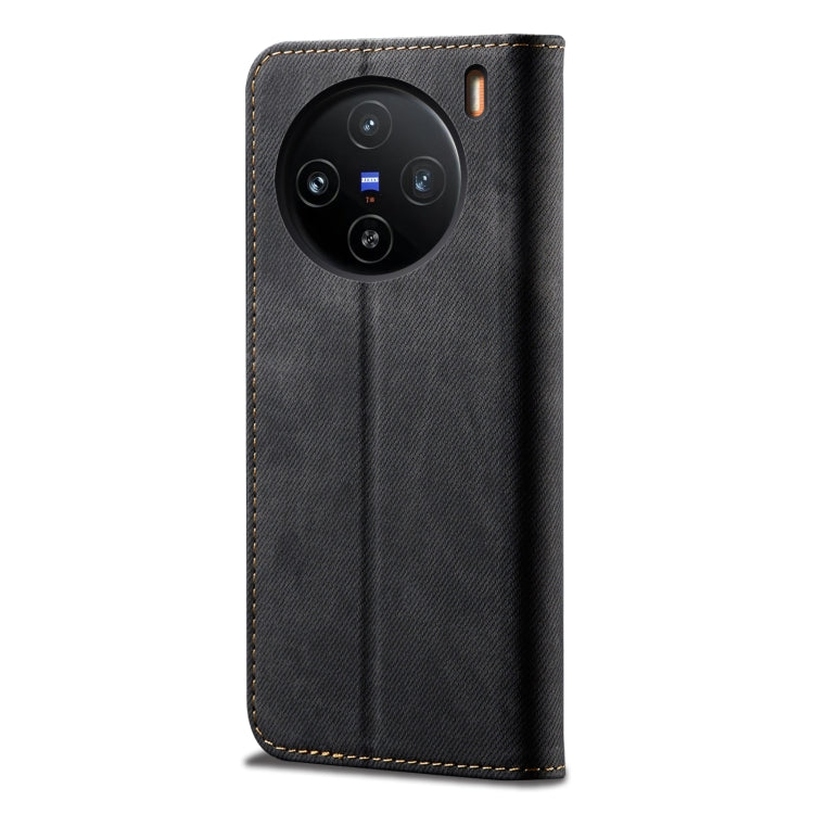 For vivo X100 Pro Denim Texture Flip Leather Phone Case(Black) - vivo Cases by imak | Online Shopping South Africa | PMC Jewellery | Buy Now Pay Later Mobicred