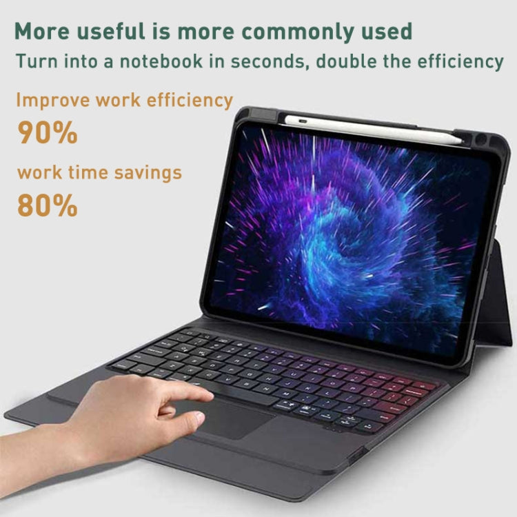 For iPad Air 2022 / 2020 Integrated Bluetooth Keyboard Leather Case with Backlight & Touchpad(Black) - For iPad Air by PMC TechLife | Online Shopping South Africa | PMC TechLife | Buy Now Pay Later Mobicred