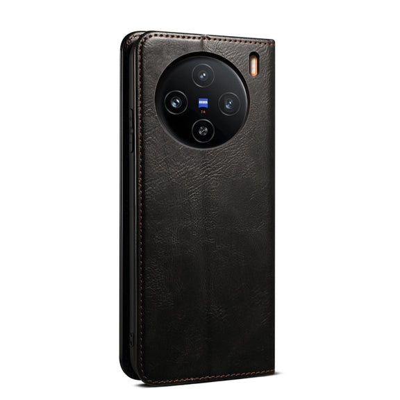 For vivo X100 Pro Oil Wax Crazy Horse Texture Leather Phone Case(Black)