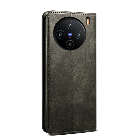 For vivo X100 Pro Oil Wax Crazy Horse Texture Leather Phone Case(Green)