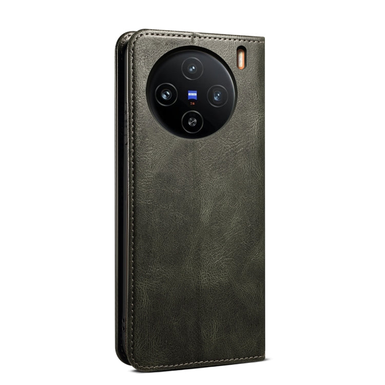 For vivo X100 Pro Oil Wax Crazy Horse Texture Leather Phone Case(Green)