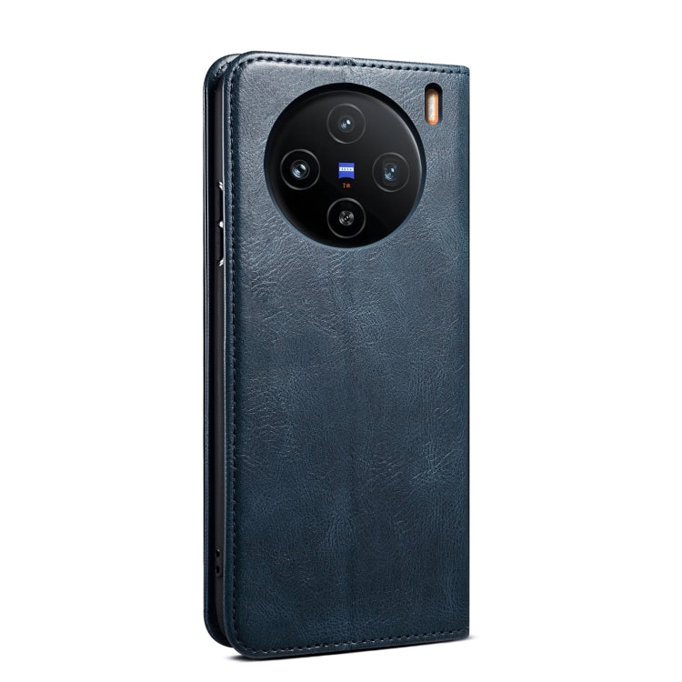 For vivo X100 Pro Oil Wax Crazy Horse Texture Leather Phone Case(Blue)