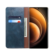 For vivo X100 Pro Oil Wax Crazy Horse Texture Leather Phone Case(Blue)