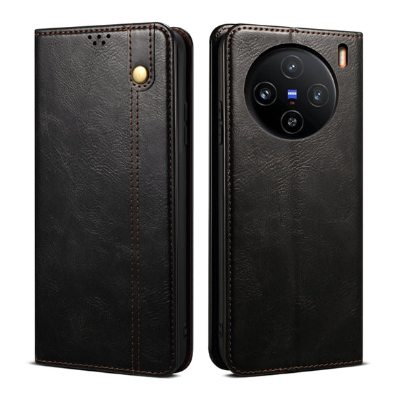 For vivo X100 Oil Wax Crazy Horse Texture Leather Phone Case(Black)