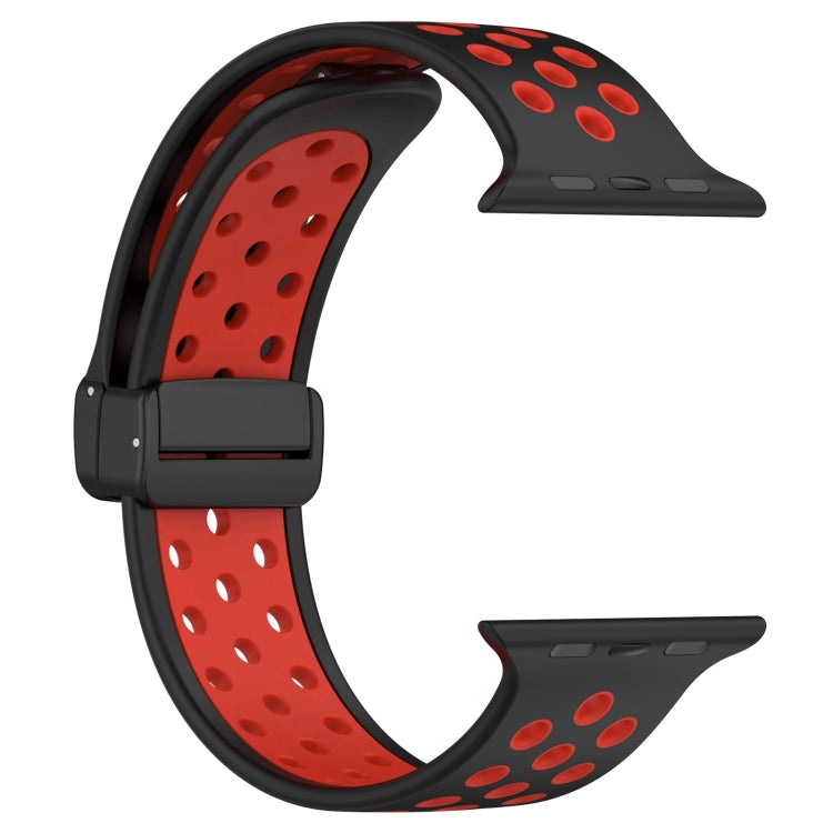 For Apple Watch SE 2023 40mm Magnetic Buckle Silicone Watch Band(Black Red) - Watch Bands by PMC TechLife | Online Shopping South Africa | PMC TechLife