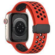 For Apple Watch SE 2023 40mm Magnetic Buckle Silicone Watch Band(Red Black)
