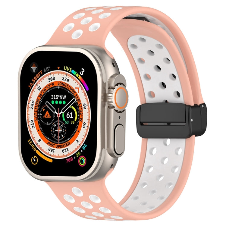For Apple Watch Ultra 2 49mm Magnetic Buckle Silicone Watch Band(Pink White) - free shipping - PMC TechLife - Order now!