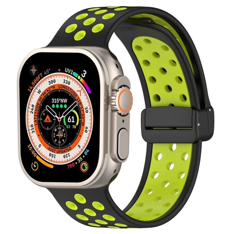 For Apple Watch Ultra 2 49mm Magnetic Buckle Silicone Watch Band(Black Limes) - free shipping - PMC TechLife - Order now!