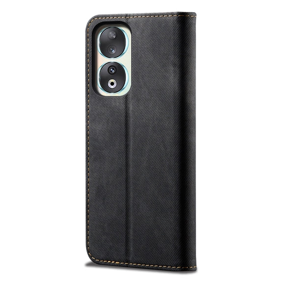 For Honor 90 Denim Texture Flip Leather Phone Case(Black)