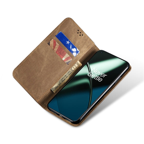 For Honor 90 Pro Denim Texture Flip Leather Phone Case(Khaki)