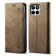 For Honor X8 5G / X6 4G Foreign Denim Texture Flip Leather Phone Case(Khaki) - Honor Cases by PMC TechLife | Online Shopping South Africa | PMC TechLife | Buy Now Pay Later Mobicred
