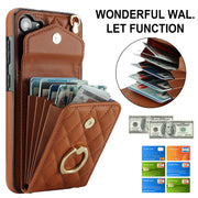 For Samsung Galaxy S24 5G Rhombic Texture Card Bag Phone Case with Long Lanyard(Brown)