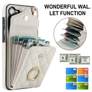 For Samsung Galaxy S24+ 5G Rhombic Texture Card Bag Phone Case with Long Lanyard(White)