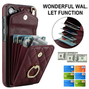 For Samsung Galaxy S24+ 5G Rhombic Texture Card Bag Phone Case with Long Lanyard(Wine Red)