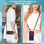 For Samsung Galaxy S24+ 5G Rhombic Texture Card Bag Phone Case with Long Lanyard(Wine Red)