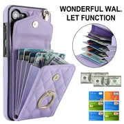 For Samsung Galaxy S24+ 5G Rhombic Texture Card Bag Phone Case with Long Lanyard(Light Purple)