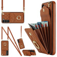 For Samsung Galaxy S24+ 5G Rhombic Texture Card Bag Phone Case with Long Lanyard(Brown) - Galaxy S24+ 5G Cases by PMC Jewellery | Online Shopping South Africa | PMC Jewellery | Buy Now Pay Later Mobicred