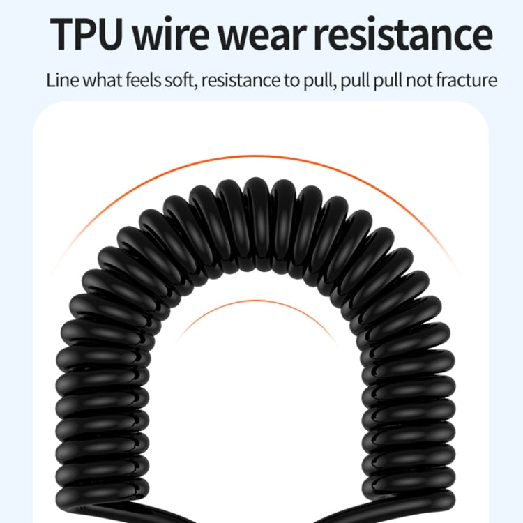 Type-C to 8 Pin + Type-C Elbow Spring Charging Data Cable, Length: 1.5m(Black) - Multifunctional Cable by PMC Jewellery | Online Shopping South Africa | PMC Jewellery | Buy Now Pay Later Mobicred