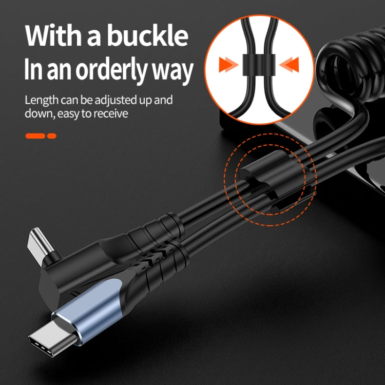 Type-C to 8 Pin + Type-C Elbow Spring Charging Data Cable, Length: 1.5m(Black) - Multifunctional Cable by PMC Jewellery | Online Shopping South Africa | PMC Jewellery | Buy Now Pay Later Mobicred