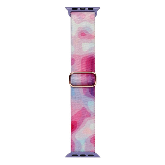 For Apple Watch 5 44mm Painted Pattern Nylon Replacement Watch Band(Ladder Purple Blue)