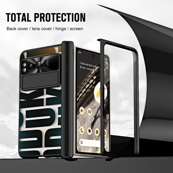 For Google Pixel Fold Integrated Electroplating Folding Phone Case with Hinge(Black)