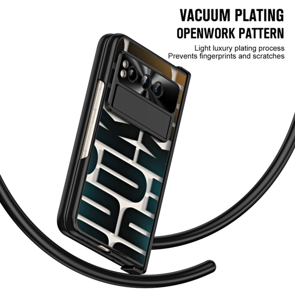 For Google Pixel Fold Integrated Electroplating Folding Phone Case with Hinge(Black)