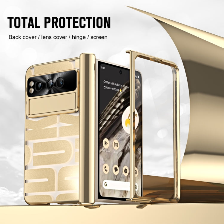 For Google Pixel Fold Integrated Electroplating Folding Phone Case with Hinge(Gold)
