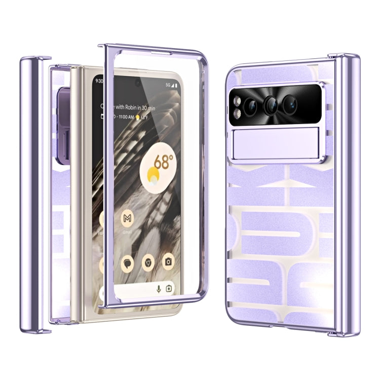 For Google Pixel Fold Integrated Electroplating Folding Phone Case with Hinge(Purple) - Google Cases by PMC TechLife | Online Shopping South Africa | PMC TechLife | Buy Now Pay Later Mobicred