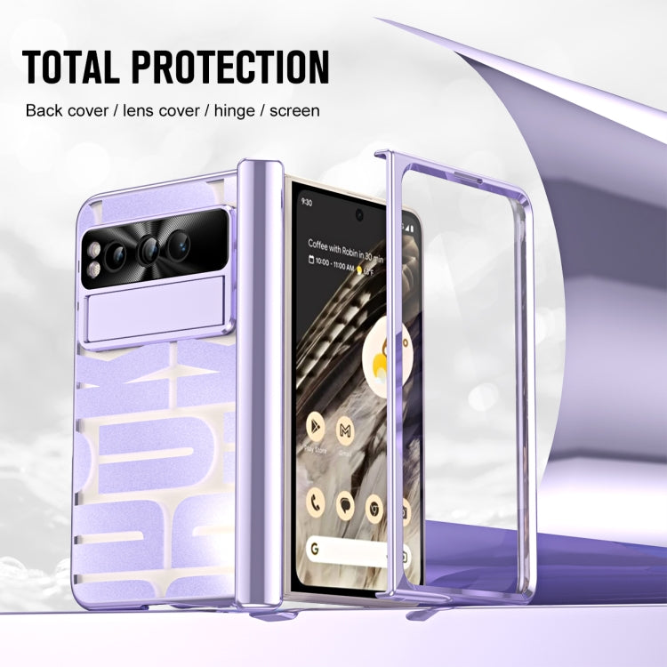 For Google Pixel Fold Integrated Electroplating Folding Phone Case with Hinge(Purple) - Google Cases by PMC TechLife | Online Shopping South Africa | PMC TechLife | Buy Now Pay Later Mobicred