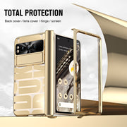 For Google Pixel Fold Integrated Electroplating Folding Phone Case with Pen Slot & Hinge(Gold)