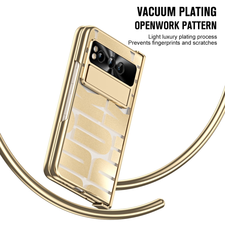 For Google Pixel Fold Integrated Electroplating Folding Phone Case with Pen Slot & Hinge(Gold) - Google Cases by PMC TechLife | Online Shopping South Africa | PMC TechLife | Buy Now Pay Later Mobicred