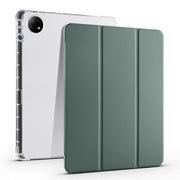 For vivo Pad2 12.1inch 3-folding Transparent TPU Smart Leather Tablet Case with Pen Slot(Green)