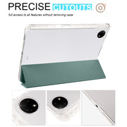 For vivo Pad2 12.1inch 3-folding Transparent TPU Smart Leather Tablet Case with Pen Slot(Green)