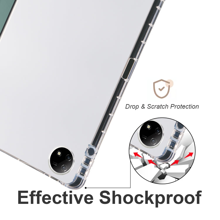 For vivo Pad2 12.1inch 3-folding Transparent TPU Smart Leather Tablet Case with Pen Slot(Green)