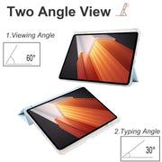 For vivo Pad2 12.1inch 3-folding Transparent TPU Smart Leather Tablet Case with Pen Slot(Ice Blue)