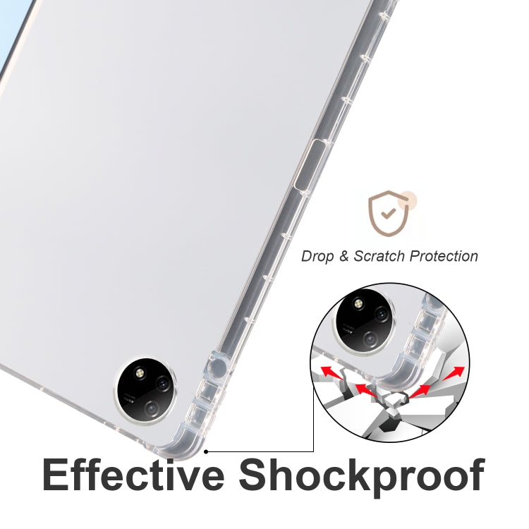 For vivo Pad2 12.1inch 3-folding Transparent TPU Smart Leather Tablet Case with Pen Slot(Ice Blue)