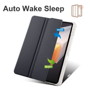 For vivo Pad2 12.1inch 3-folding Transparent TPU Smart Leather Tablet Case with Pen Slot(Black)