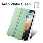 For vivo Pad2 12.1inch 3-folding Transparent TPU Smart Leather Tablet Case with Pen Slot(Matcha Green)