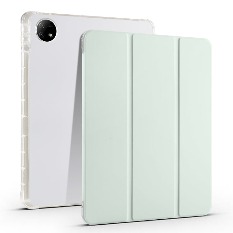 For vivo Pad2 12.1inch 3-folding Transparent TPU Smart Leather Tablet Case with Pen Slot(Light Green) - vivo by PMC TechLife | Online Shopping South Africa | PMC TechLife | Buy Now Pay Later Mobicred