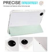 For vivo Pad2 12.1inch 3-folding Transparent TPU Smart Leather Tablet Case with Pen Slot(Light Green)
