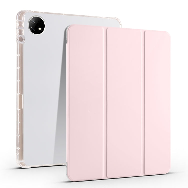 For vivo Pad2 12.1inch 3-folding Transparent TPU Smart Leather Tablet Case with Pen Slot(Pink) - vivo by PMC TechLife | Online Shopping South Africa | PMC TechLife | Buy Now Pay Later Mobicred