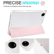 For vivo Pad2 12.1inch 3-folding Transparent TPU Smart Leather Tablet Case with Pen Slot(Pink)