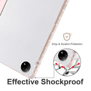 For vivo Pad2 12.1inch 3-folding Transparent TPU Smart Leather Tablet Case with Pen Slot(Pink)