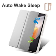 For vivo Pad2 12.1inch 3-folding Transparent TPU Smart Leather Tablet Case with Pen Slot(Grey)