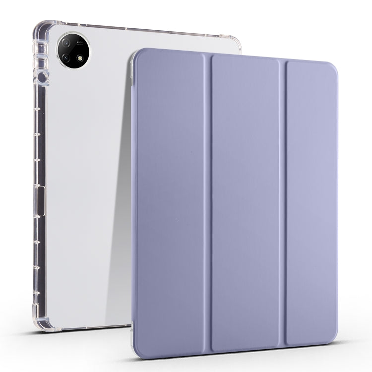 For vivo Pad2 12.1inch 3-folding Transparent TPU Smart Leather Tablet Case with Pen Slot(Purple) - vivo by PMC TechLife | Online Shopping South Africa | PMC TechLife | Buy Now Pay Later Mobicred
