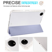 For vivo Pad2 12.1inch 3-folding Transparent TPU Smart Leather Tablet Case with Pen Slot(Purple)