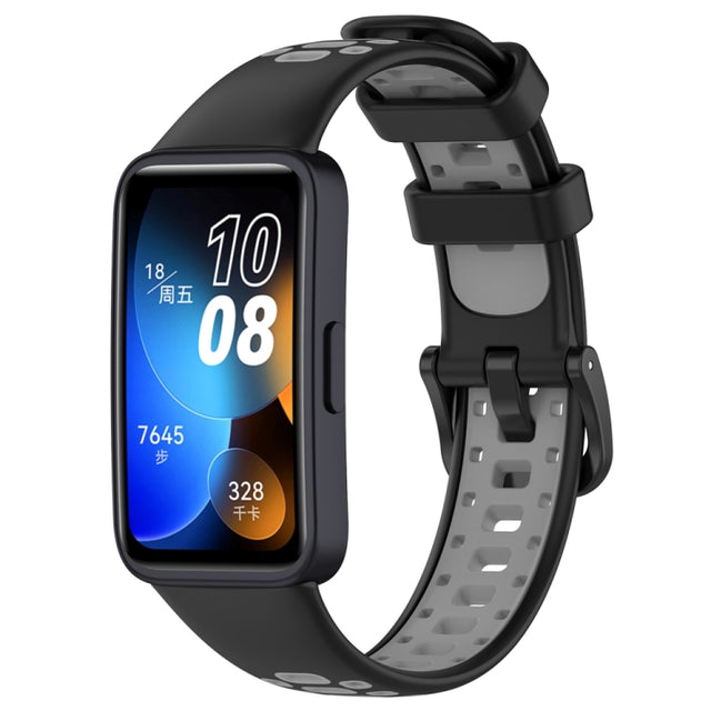 For Huawei Band 8 Two Color Silicone Replacement Watch Band(Black Grey)
